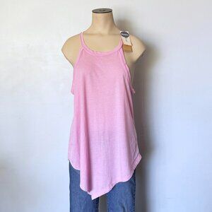 DAMAGED size MEDIUM tank top WHITE CROW high neck long raw edges lightweight M